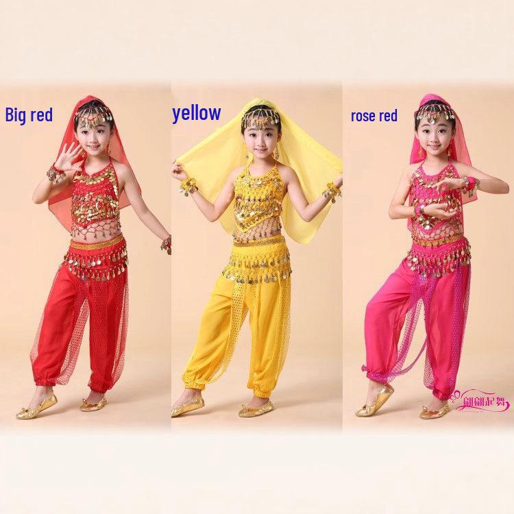 Kids' Performance Costume: Xinjiang & Indian Dance Set for Girls
