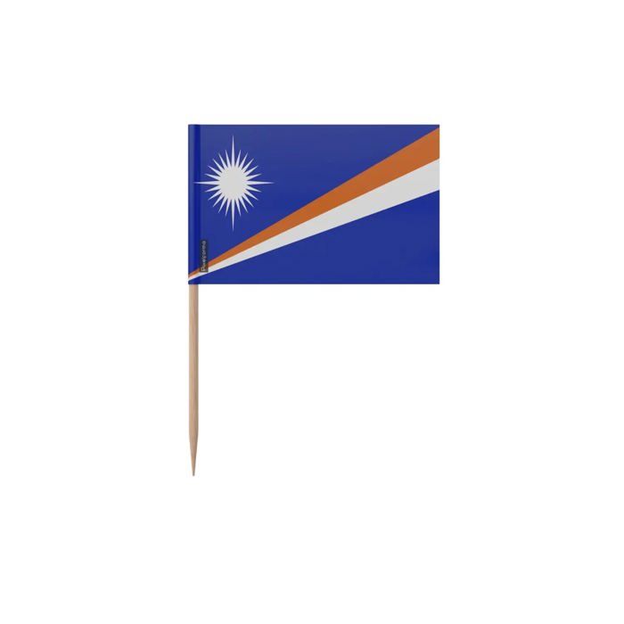 Cure-dents - Drapeau Îles Marshall - 12 cm - 100 pièces - Plastique adhésif - Bâton en bambou