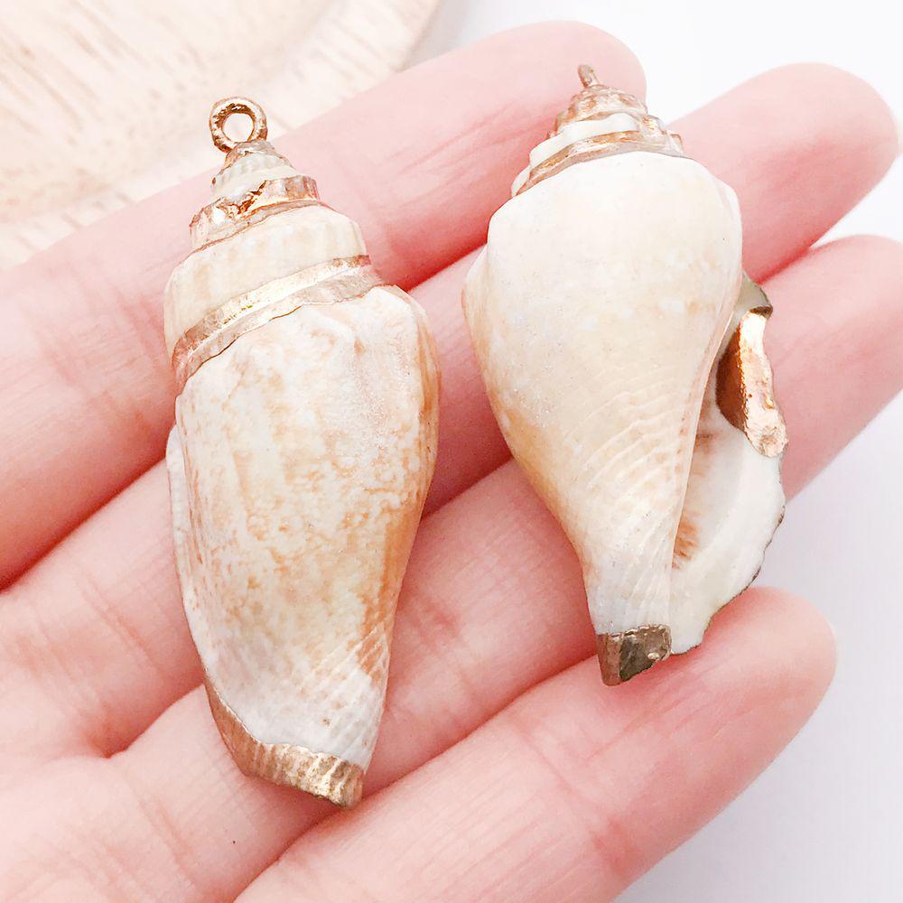 White & Yellow Electroplated Ocean Shell Conch Pendant Charm for DIY Jewelry
