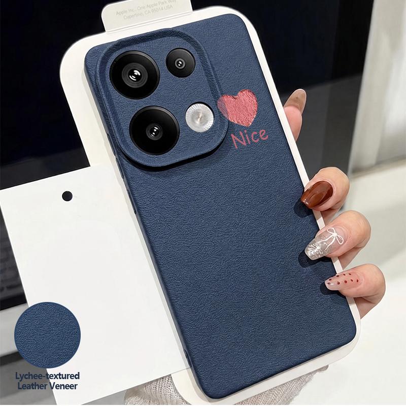 Lovely Girl Heart Print Case For Xiaomi 13T Pro Redmi Note 15 Pro 4G Redmi Note 14 13 Pro+ 5G Leather Texture Silicone Cover