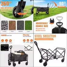 Camping Car 100L Large Capacity Folding Wagon Shopping Garden Pull Trolley Outdoor Portable Collapsible Picnic Stall Trolley