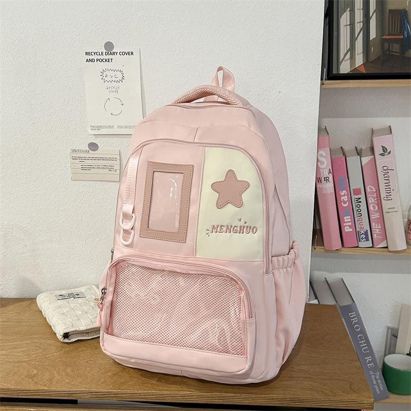 Cute Star Design Backpack for Women and Girls – Lightweight School Bag with Front Pocket, Mesh Compartment – Perfect for Daily Use, College, or Travel