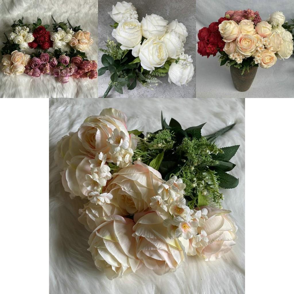 Faux Velvet Rose Bouquet For Wedding Hall Decor With Realistic Flower Props