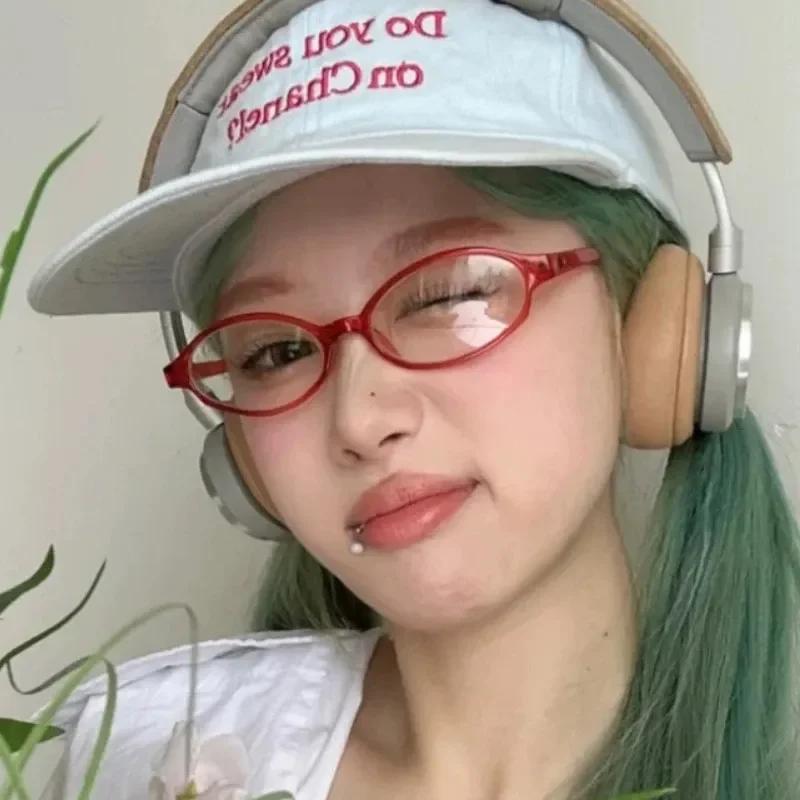 Red Green Square Frame Glasses Women Y2K Retro Anti-blue Light Eyewear for Computer Reading Harajuku Style