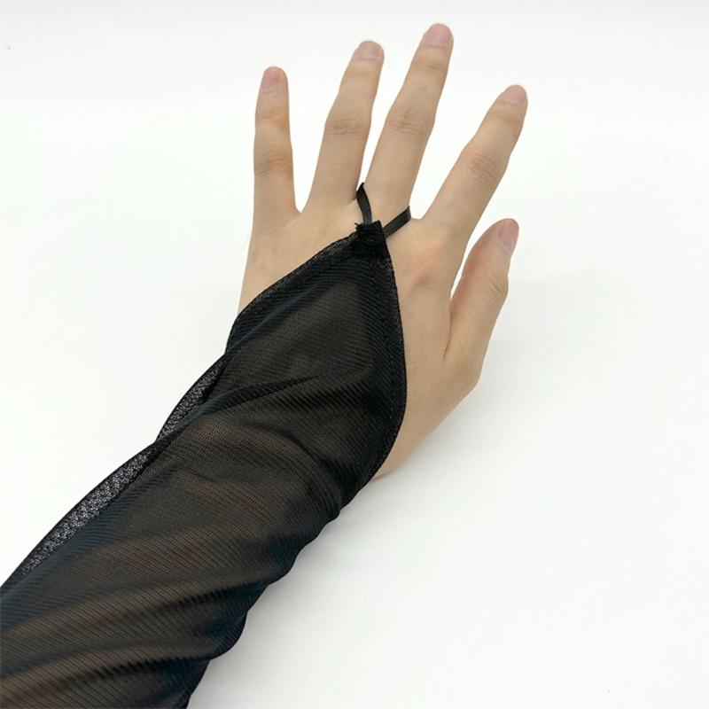 Long Fingerless Tulle Mesh Gloves for Women Elegant Bridal Sheer Arm Sleeves for Operas and Cosplay Theme Party 1920s