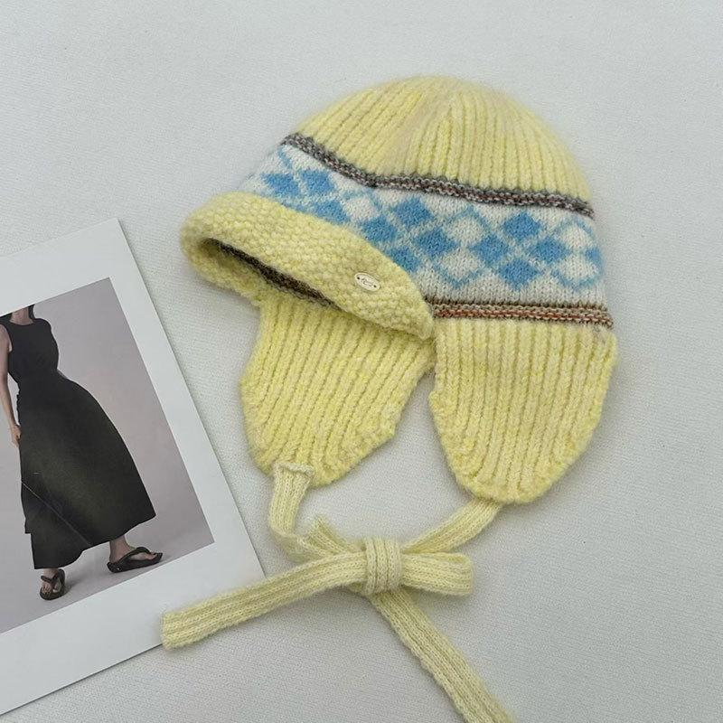 Fair Island Hat Women's Winter Thickened Warm Ear Protection Shows a Small Face Wool Hat Cold-proof Knitted Bag Head Lei Feng Hat Tide
