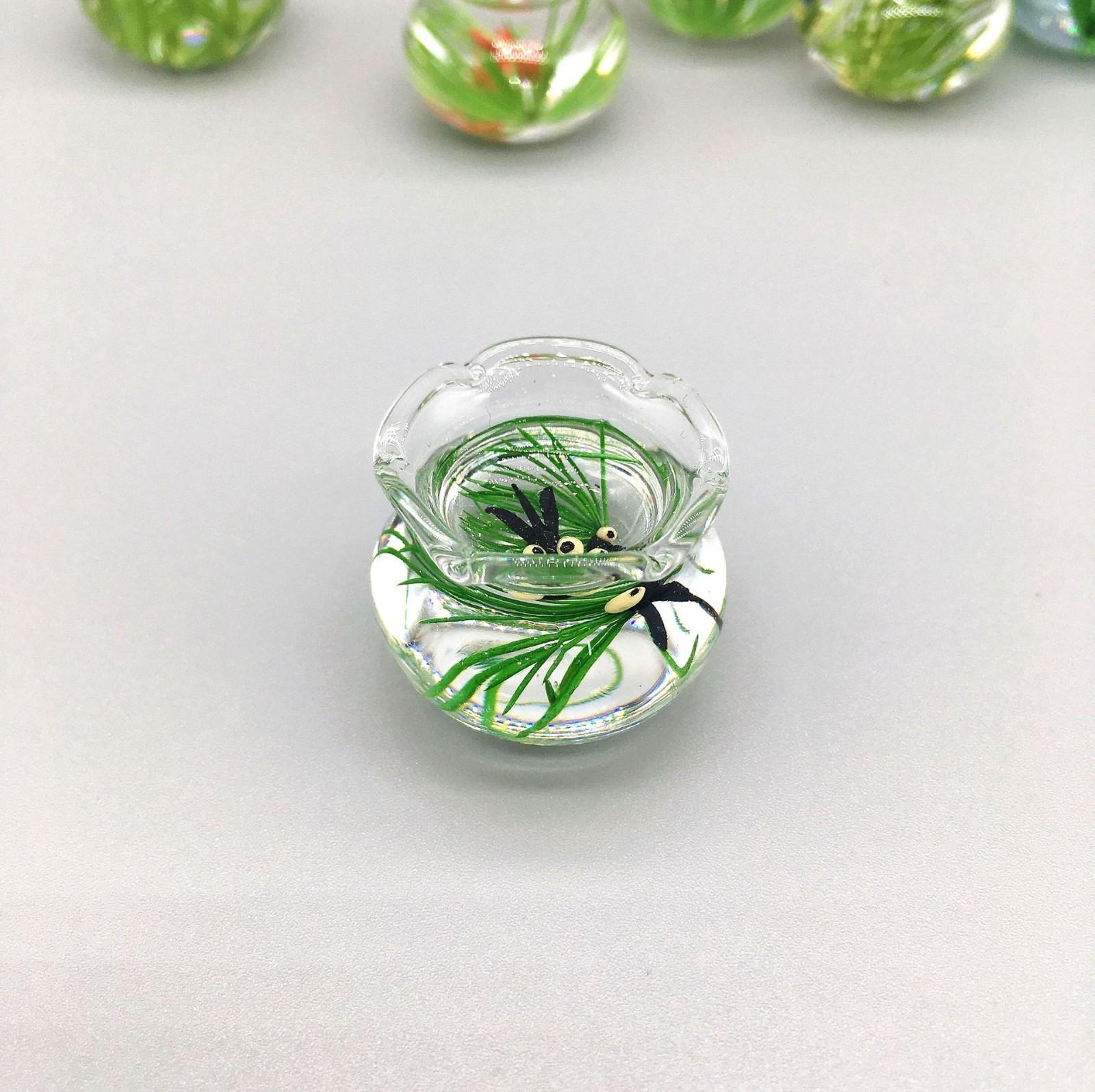 

Миниатюрные игрушки-еда 1:12 кукольных аксессуаров, имитация стеклянного аквариума для золотых рыбок One Size чёрный