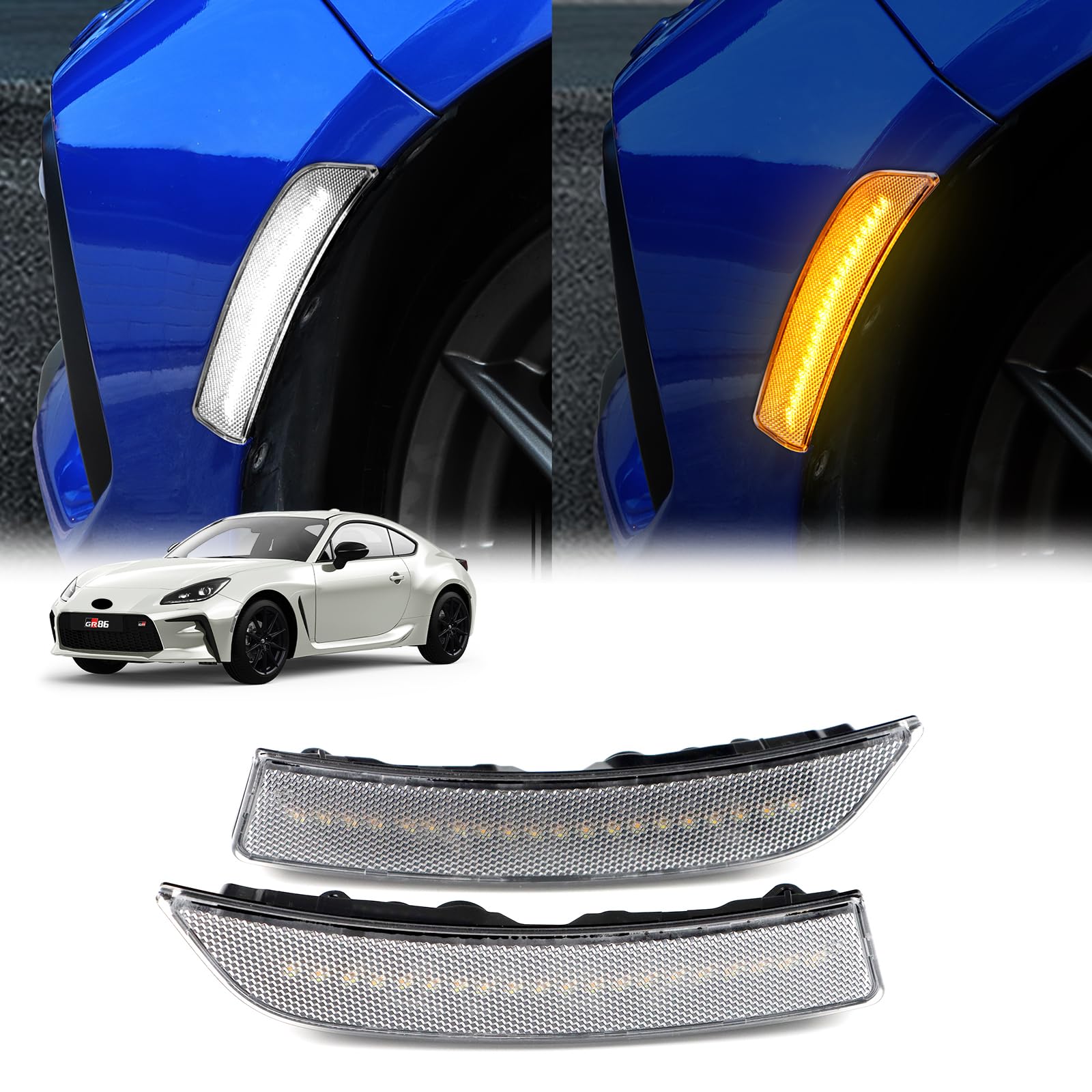 

KUNGKIC Toyota GR86 ZN8 Subaru BRZ ZD8 2021 2022 2023 2024 2025 Специальный светодиодный динамический боковой указатель поворота, последовательный указатель поворота, водонепроницаемость IP67, высокий