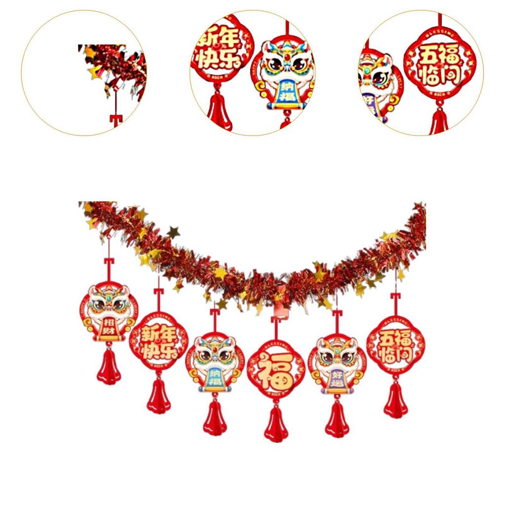 2025 Chinese New Year Banner Lunar New Year Decoration Lightweight Chinese Character Hanging Garland for TV Background Window