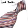 Paul Smith Necktie, 8cm wide, Striped, PinkGray Multi-stripe [Used]