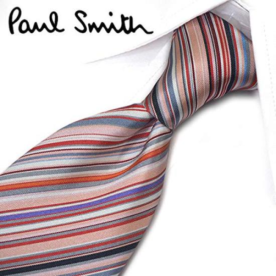 Paul Smith Necktie, 8cm wide, Striped, PinkGray Multi-stripe [Used]