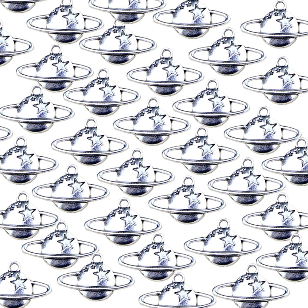 100Pieces Antique Silver Saturn Planet Pendants Attractive Saturn Pendant Charm For Stylish Handmade Jewelry Projects