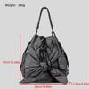 Multipurpose Women's Shoulder Bucket Bag with Drawstring Nylon Handbag Multiple Pockets Large Capacity Bowknot Backpack  Khaki