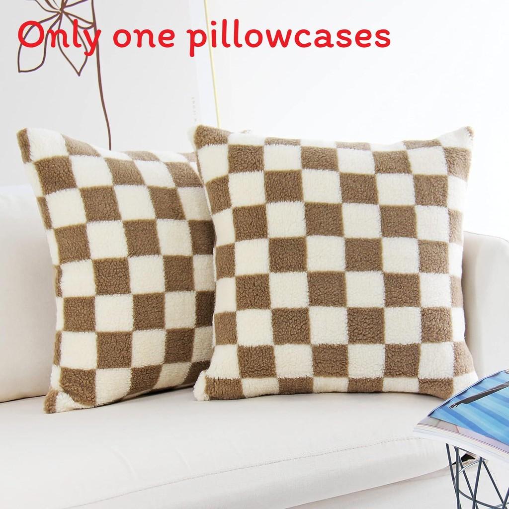 

Pattern Chessboard Plush Pillowcase Car Home Living Room Sofa Cushion Bedroom StyleC