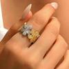 Adjustable Floral Gold-Plated Stainless Steel Ring - Fade Resistant, European & American Resort Style for Women