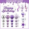 32Pcs Ins Cake Decorations Purple Disco Ball Cake Topper Music Note Mic Star Heart Glitter Decor For Themed Birthday Party