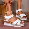 Summer new women's wedge heel platform sandals large size one word fish mouth wedge heel sandals
