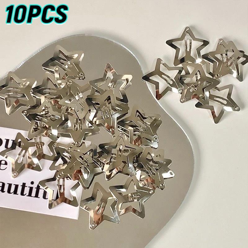 

10/50 шт., заколки для волос с серебряной звездой для девочек, металлические заколки с филигранной звездой, женские простые заколки BB 10pcs