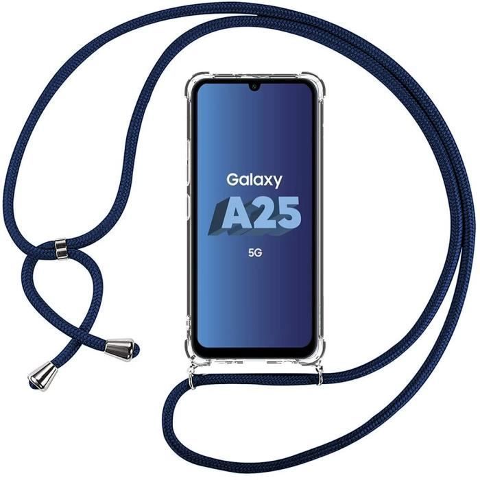 Coque de protection - booling - samsung galaxy a25 5g - silicone antichoc - transparent - bleu navy