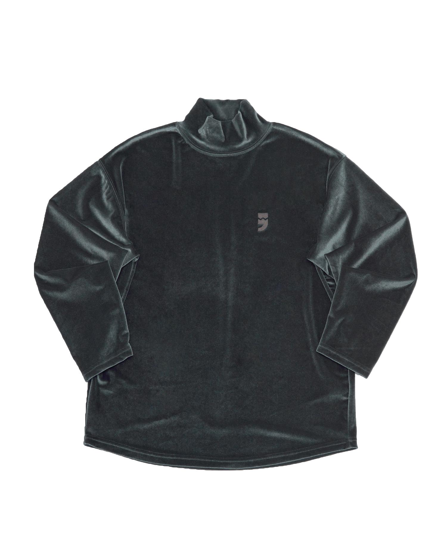A Nothing Drop-Shoulder Velvet Turtle-Neck Tee (Charcoal) L