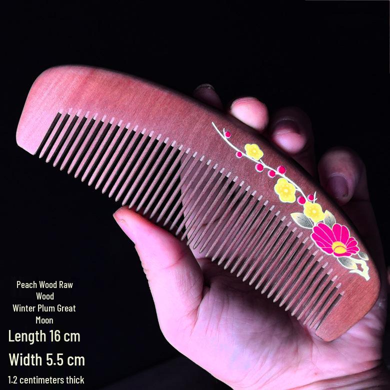 Sandalwood & Peach Wood Comb for Men's & Women's Long Hair - Home Use & Gift
