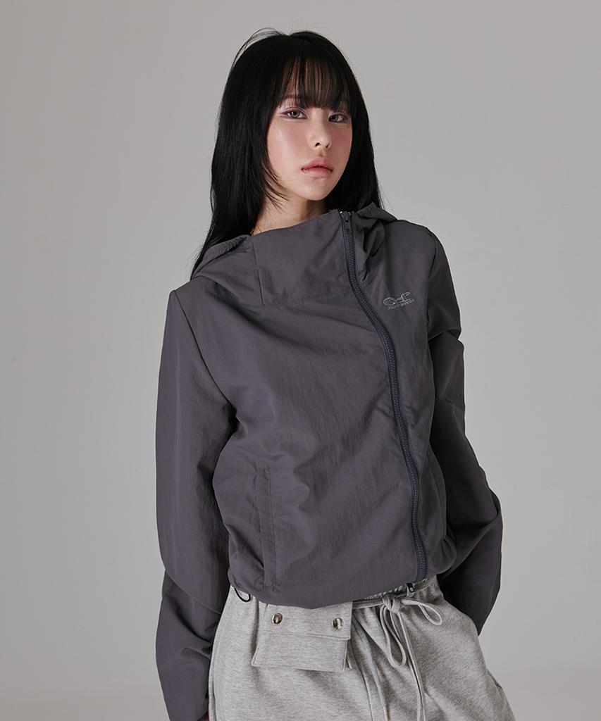 ESCAPEFROM Escf Logo Point High-Neck Windbreaker Charcoal