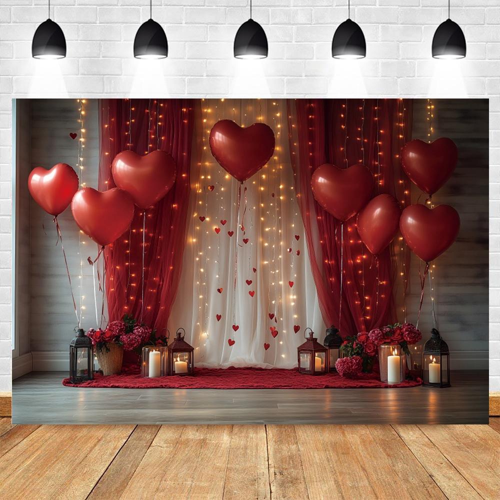Romantic Valentine's Day Red Rose Love Candle Photography Banner Background, Indoor Scene Couple Photo Shooting Studio Backdrop