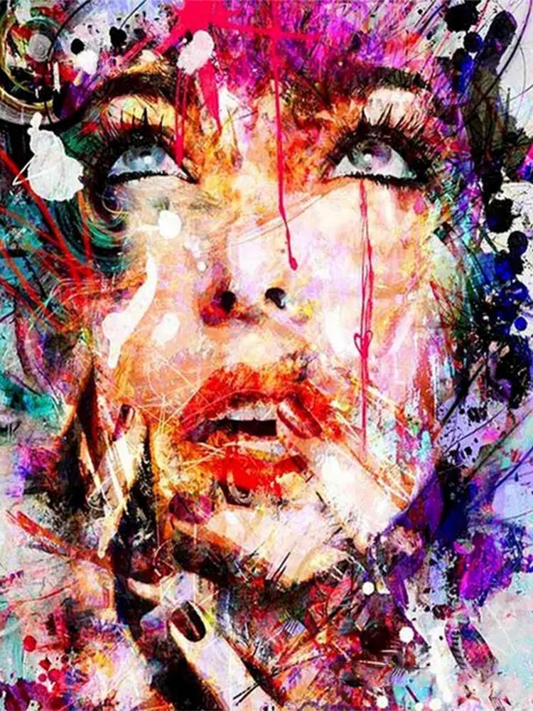 Diy5D Diamant pictură digitală abstractă figuri feminine mozaic cruce brodat perete digital pentru decorare cadou