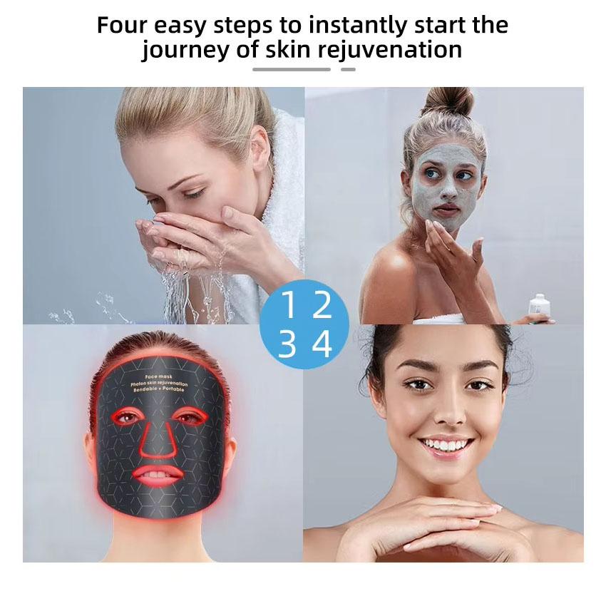 Máscara facial con terapia de luz LED 4 en 1, terapia de luz roja, antienvejecimiento, reducción de arrugas, reafirmación de la piel, blanqueamiento, máscara fotónica avanzada
