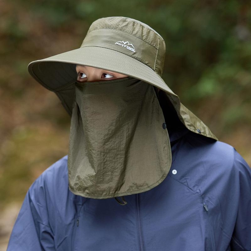 Spring and summer new high-quality shawl mask integrated sunscreen sunshade fisherman hat men's outdoor hiking hat