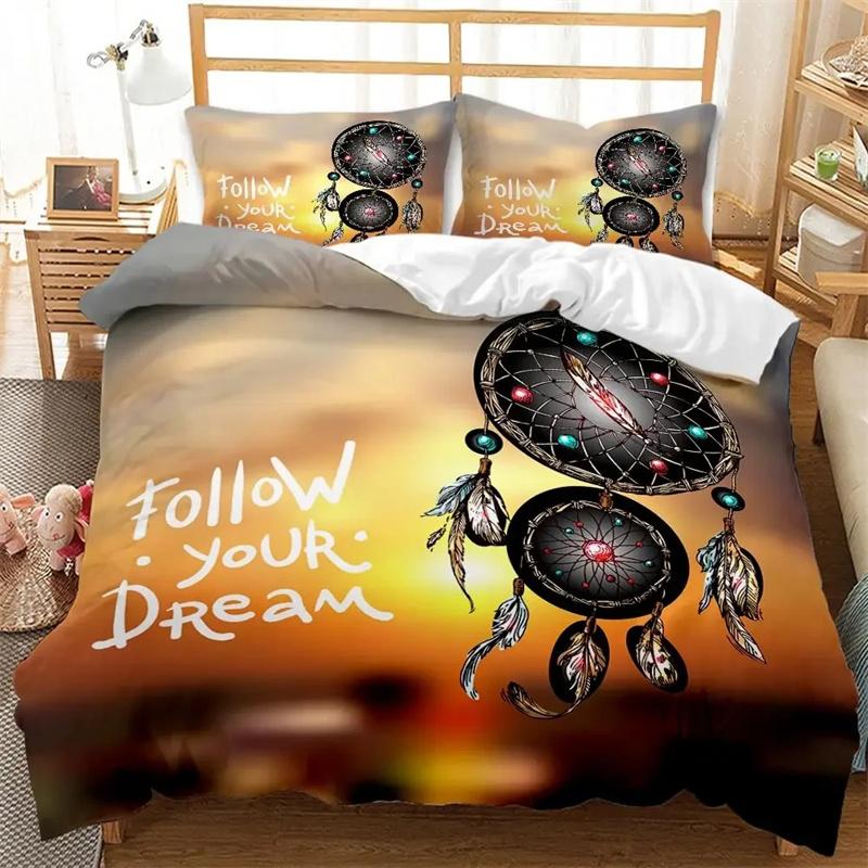White Coloured Dreamcatcher Bedding Set For Girls Adults Ethnic Mandala Duvet Cover Bohemian Style Quilt Cover Dream Catcher