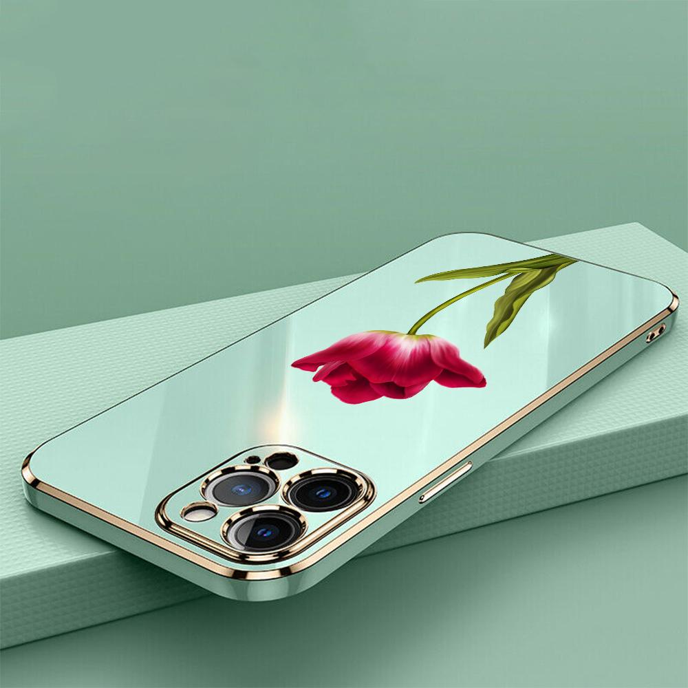 N93 Peony Plating Edge Soft TPU Phone Cases for Samsung A54 A13 A14 S24 Plus S23 Ultra S20 S21 FE A55 A05 A52s Shockproof Cover