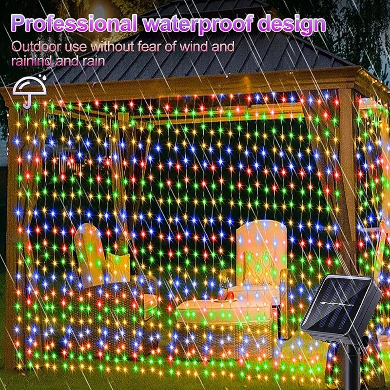 300 LED Solární závěsná světla venkovní vodotěsná zahradní dekorace pohádková girlanda 8 světelných režimů vánoční osvětlení