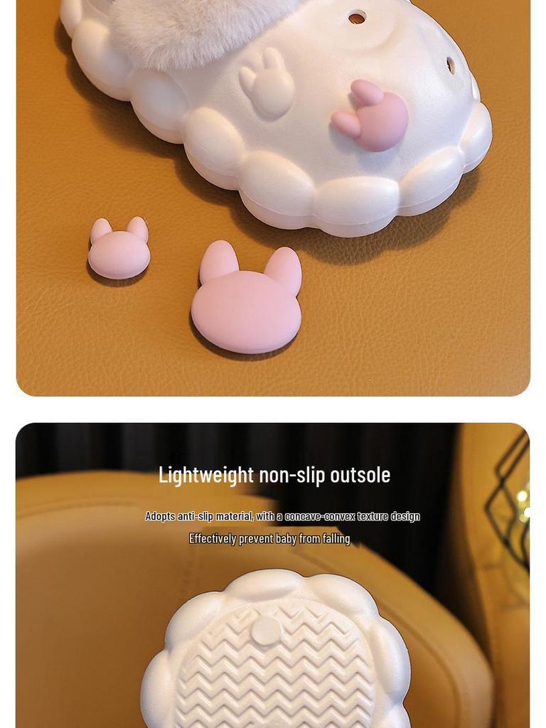 Cozy Winter Marshmallow Kids' Cotton Slippers - Non-Slip Plush with Removable Cover