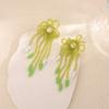 Vintage Style Crystal Tassel Drop Earrings With Geometric Alloy Design For Womens Evening Wear