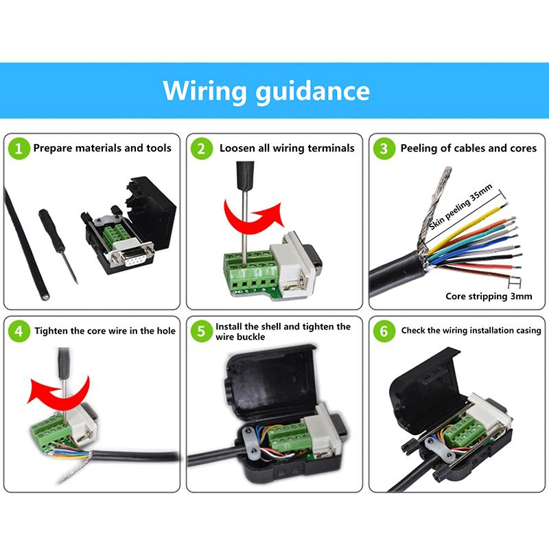 Db9 Serial Adapter Rs232/485/422 Connector Male Female 9 Pin Breakout Terminals Com Connector 21-24 Awg Wire Solderless