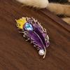 European Retro Peacock Feather Brooch with Zircon Inlay for Suits and Coats