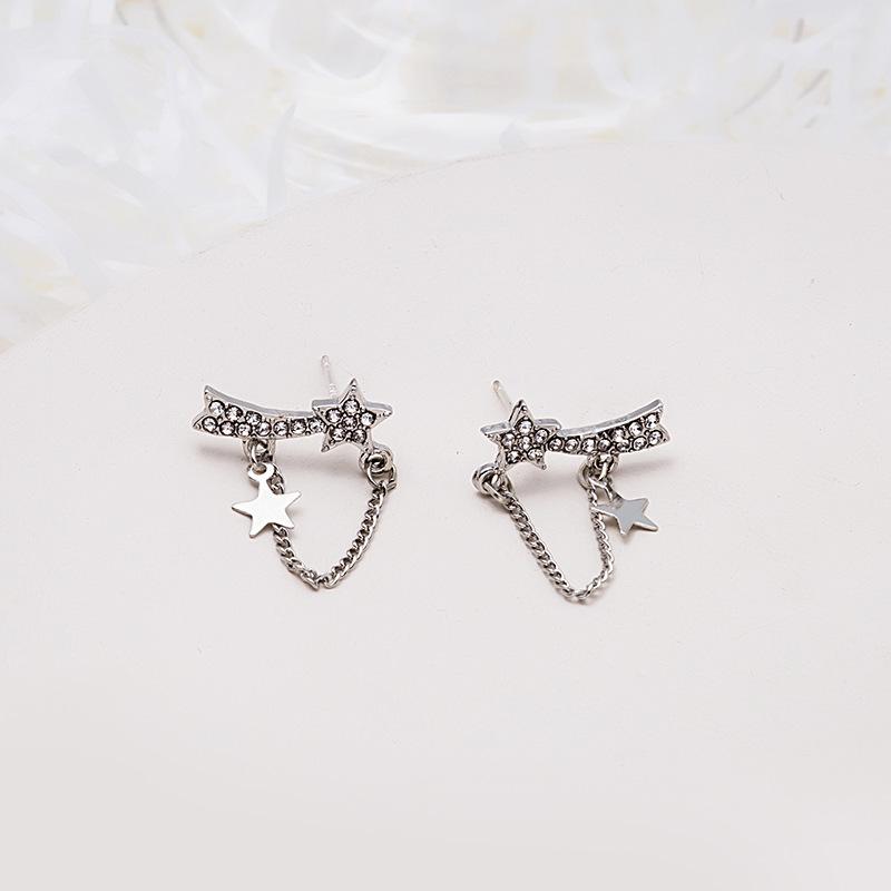 Asymmetrical Rhinestone Drop Earrings - Korean Style, Trendy & Unique Geometric Jewelry for Women