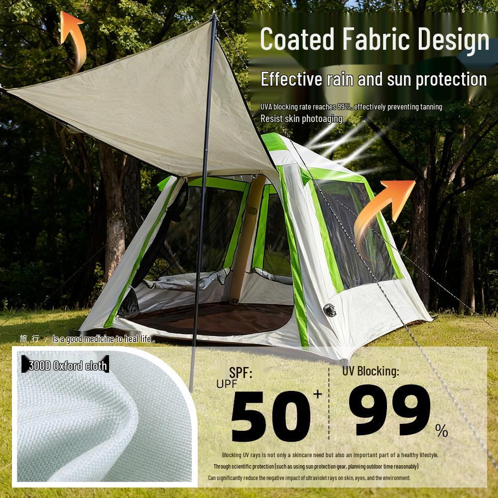 Outdoor Quick-Pitch Inflatable Camping Tent with Tarp Set