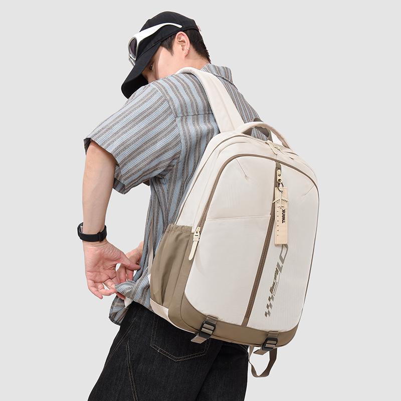 Lightweight Men's Color Block Backpack Large Capacity Student Schoolbag Computer Backpack