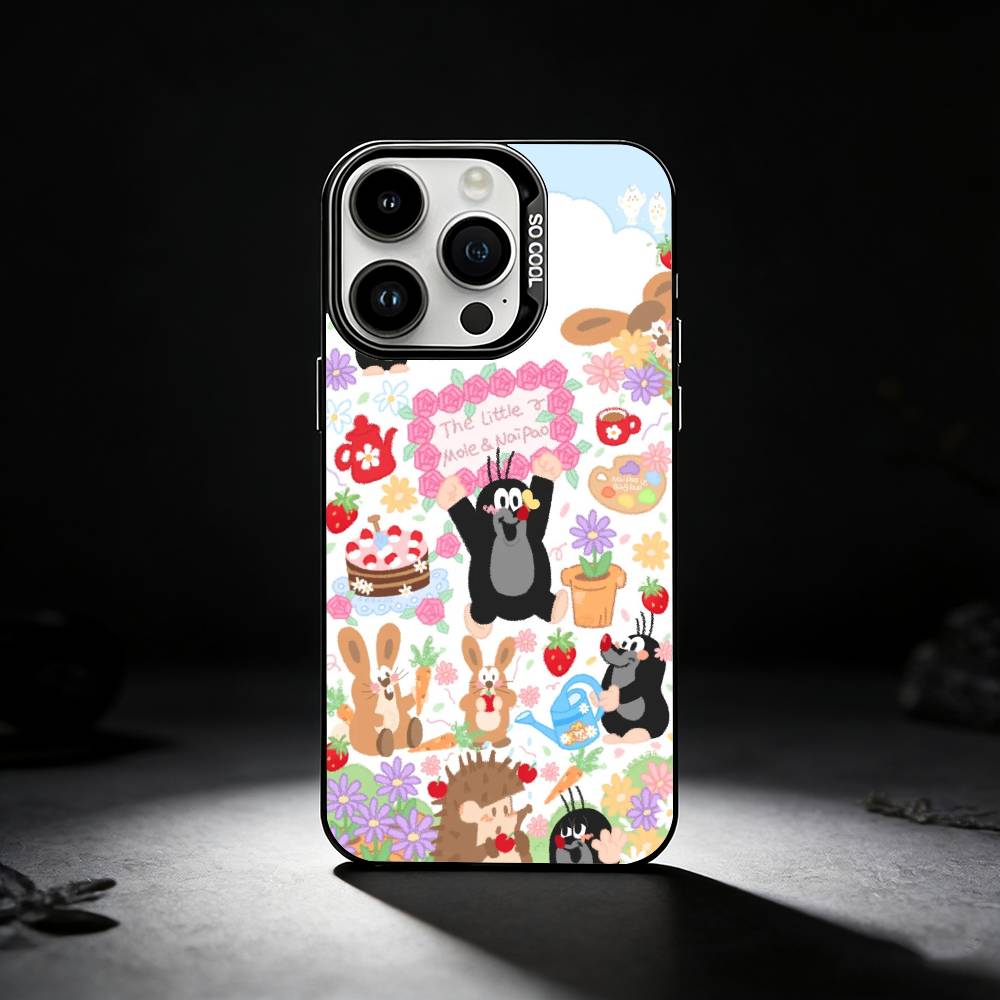 

Cartoon cute Little M-Mole Phone Case For iPhone 17,16,15,14,13,12,11 Plus,Pro Max,XS,Colored silver phone case iPhone12