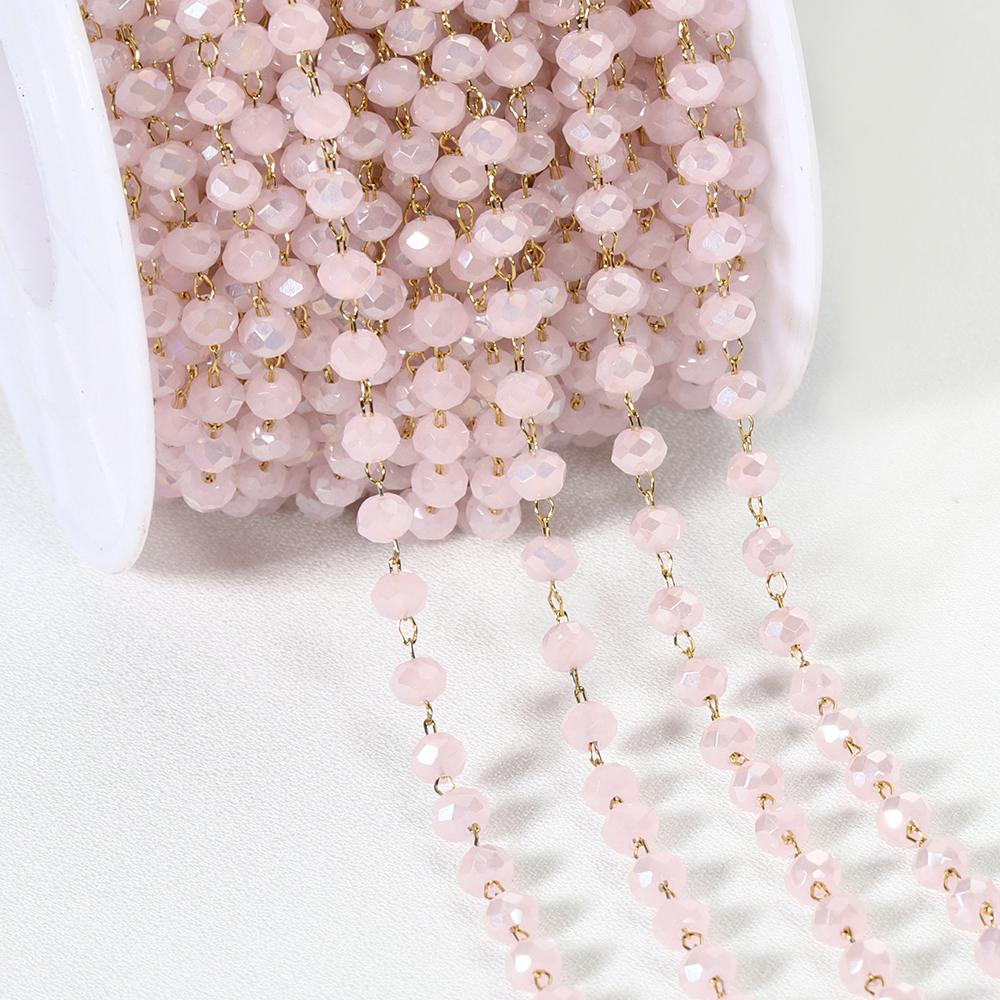 1Meter Colorful Glass Ball Beaded Chain Crystal Beads Necklace Body Chain Accessories for Jewelry Making Components DIY Supplies