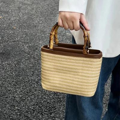 Straw Basket Small Bag for Women, New Fashion Woven Handbag, Spring Summer Textured Crossbody Bag