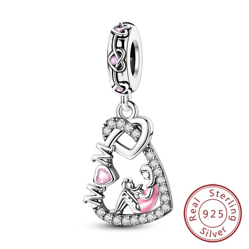 Silve Charms Beads Forever Love Heart Sister Family Life Charms Dangle For Bracelet Woman Jewelry Gifts