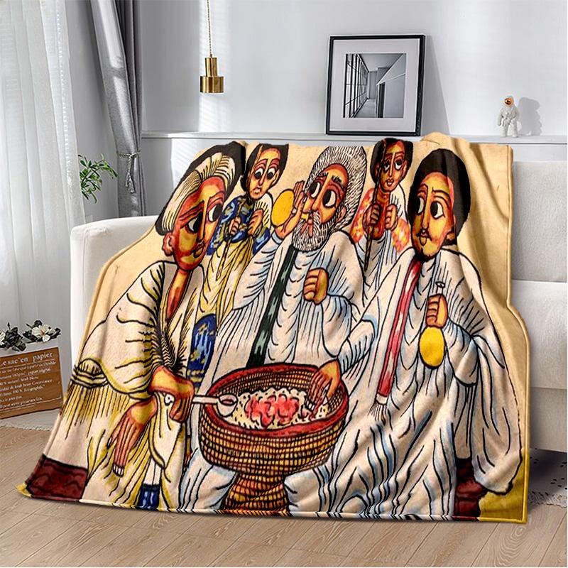 Ethiopian Painting Art Africa Blanket,Soft Throw Blanket for Home Bedroom Bed Sofa Picnic Travel Office Rest Cover Blanket Kids