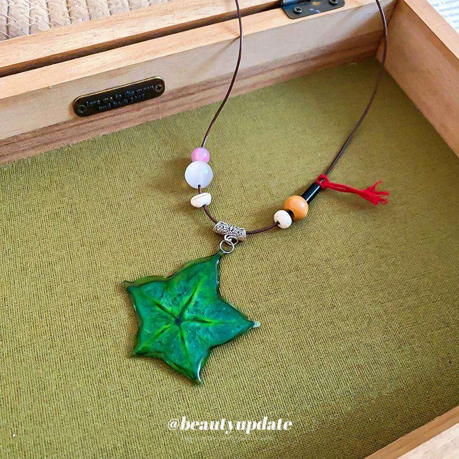 Dopamine Resin Orange Pitaya Watermelon Bead Leather Necklace - Personalized High-End Sweater Chain for Women