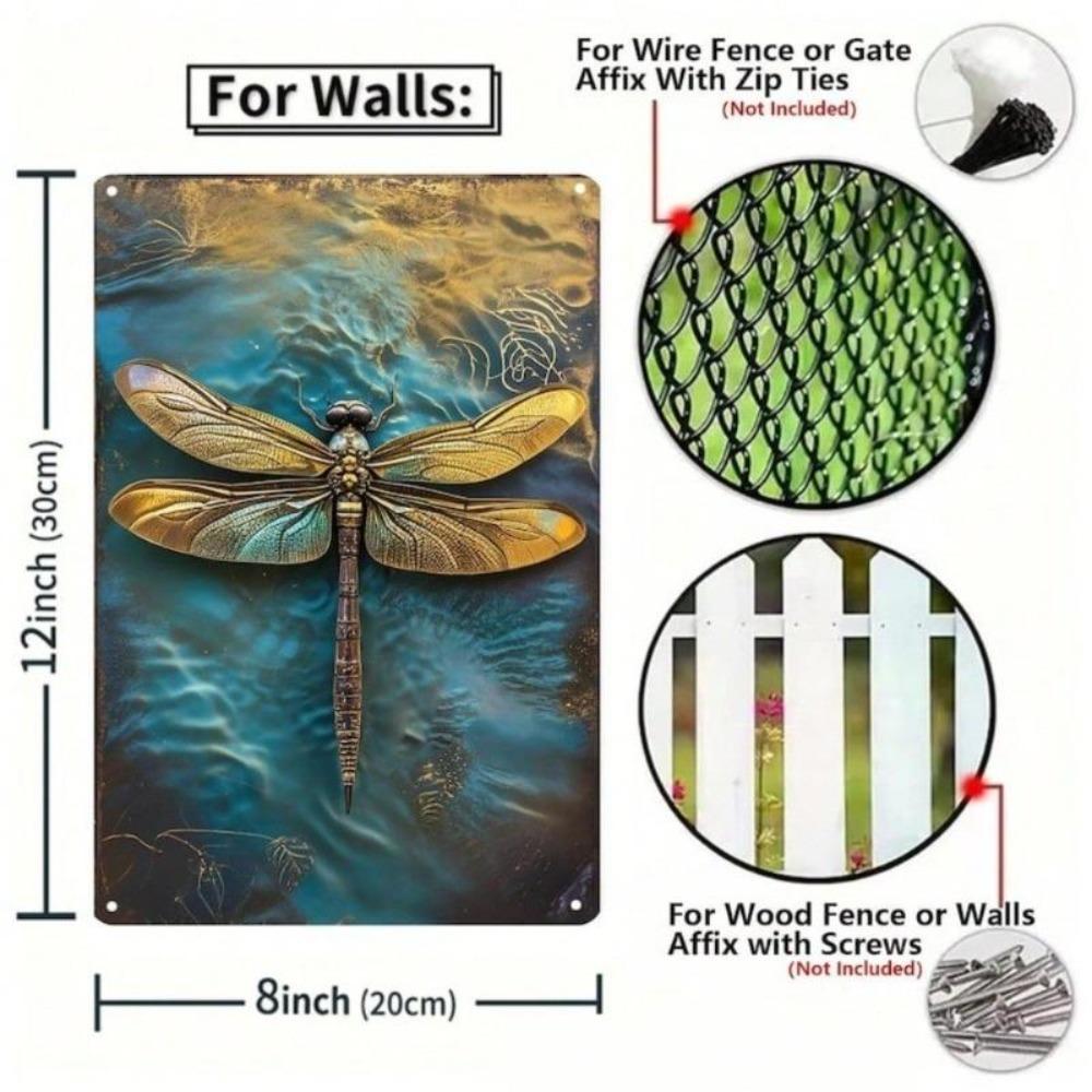 Vintage Dragonfly Metal Tin Sign Retro Wall Art Rustic Home Decor Kitchen Bar