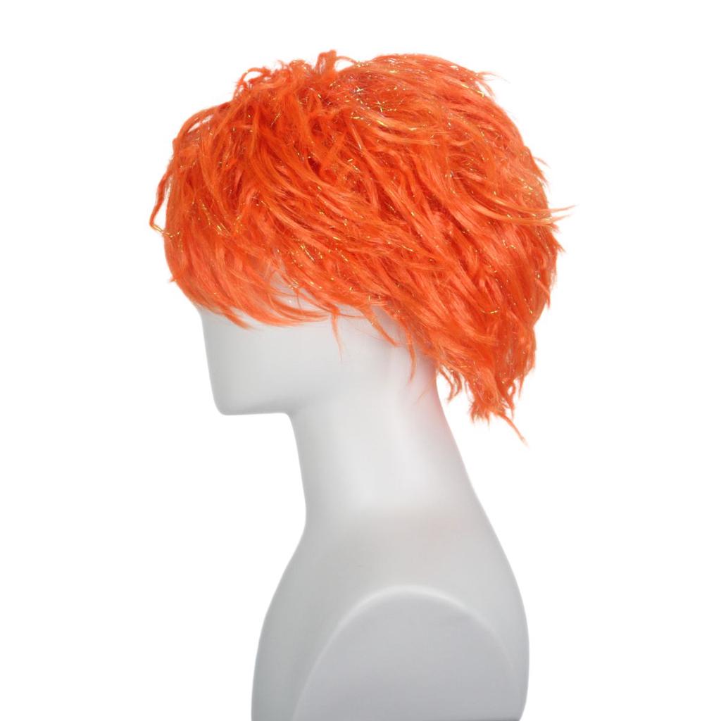 Novel four color men short curly rain silk wig synthetic dress up wigs for women and men cosplay costume party gifts