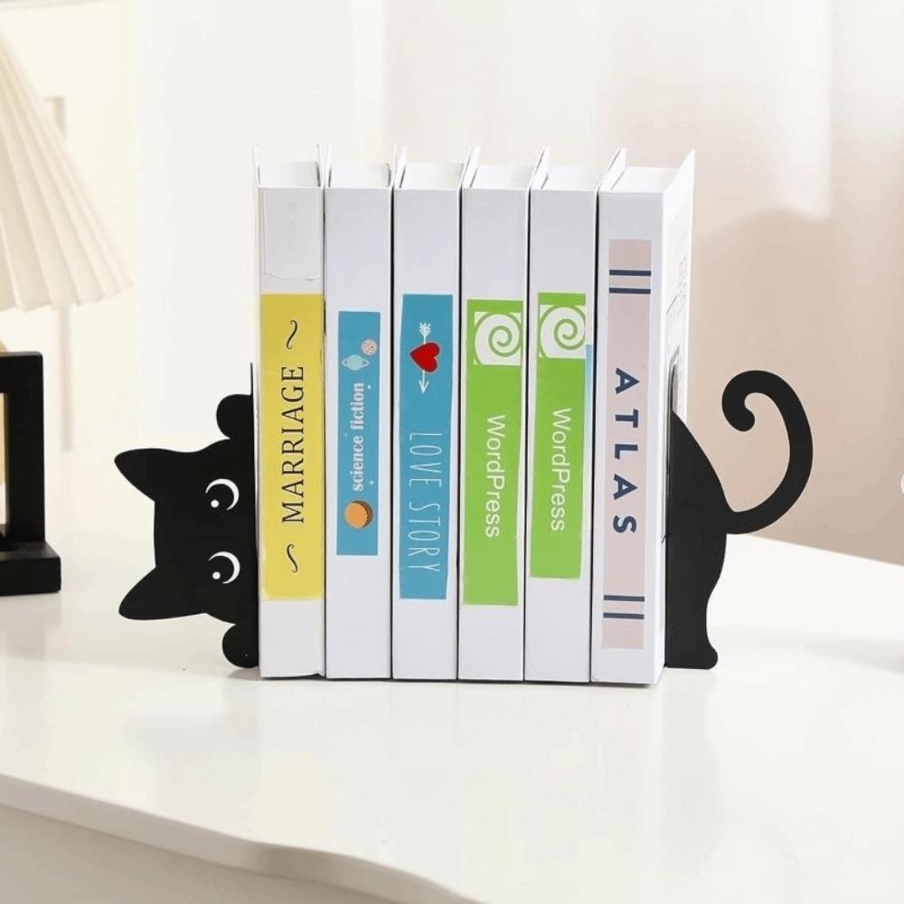 Langlebiger Eisen Katzen Buchstütze Schwarzer Metall Buchhalter Geschenk Metall Buchstütze Heimbibliothek
