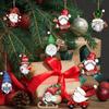 12/24Pcs Wooden Santa Claus Pendants DIY Christmas Ornaments Christmas Decorations Party Supplies